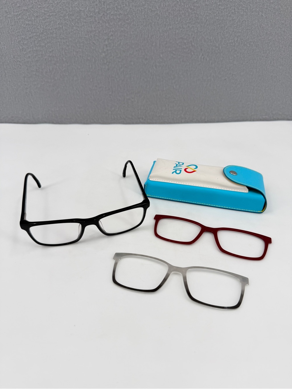 Pair Eyewear Glasses Kirby Black Frames 54-17-140 Pocket Case 2 Magnetic Toppers